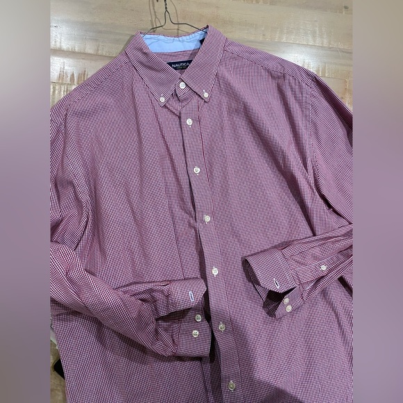 Nautica Mens button down dress shirt red plaid checkered - Picture 3 of 11